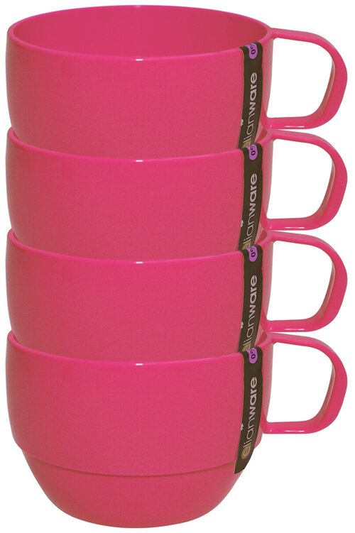 Набор Кружка пластиковая 350мл из 4 штук цвет розовый
