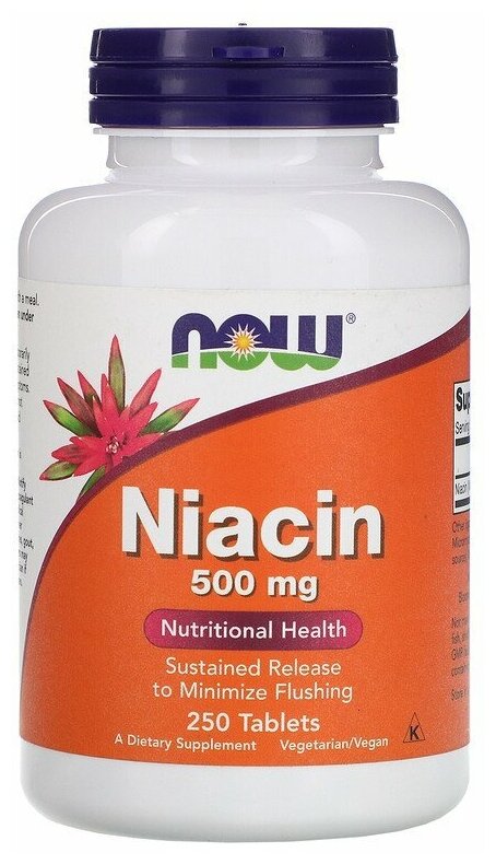 NOW Niacin (ниацин витамин B-3) 500 мг 250 таблеток
