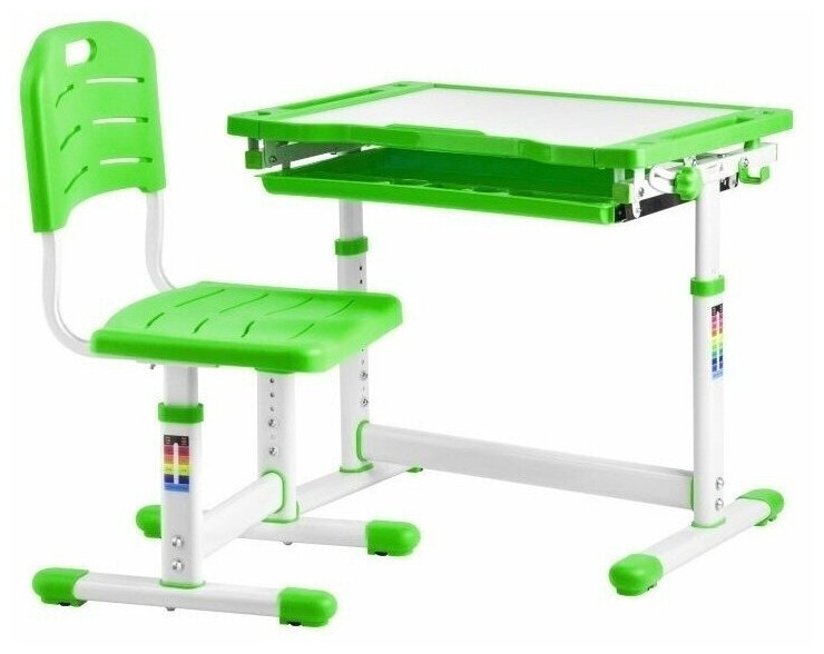 Комплект Kinderzen Arlekino парта + стул + выдвижной ящик зеленый