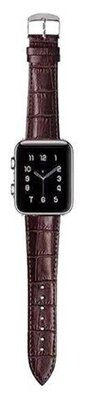 Кожаный ремешок для Apple Watch 38-40-41 мм, браслет для часов Apple Watch series 1-8 SE имитация кожи крокодила, темно-коричневый