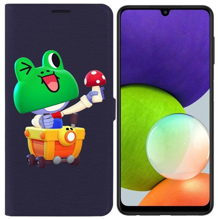 Чехол книжка Krutoff Эко Book для Samsung Galaxy A22 4G (A225) Brawl Stars-Леонард Карл (синий)