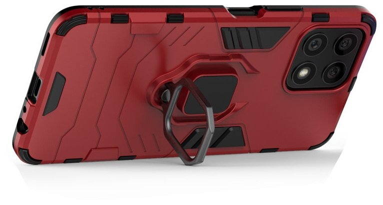 Противоударный чехол с кольцом Panther Case для Honor X8 красный