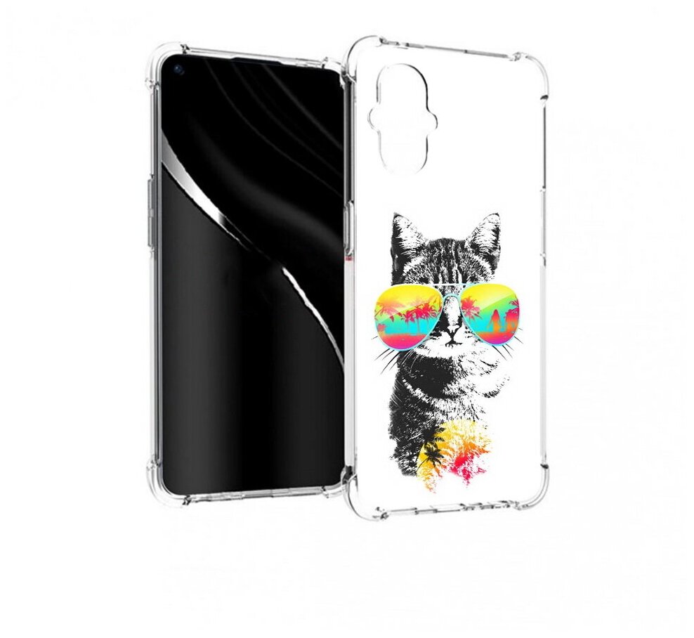 Чехол задняя-панель-накладка-бампер MyPads крутой кот для OnePlus Nord N20 5G противоударный