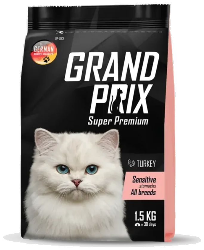 Корм сухой для кошек с чувствительным пищеварением GRAND PRIX Sensitive Stomachs с индейкой, 1,5 кг - фотография № 11