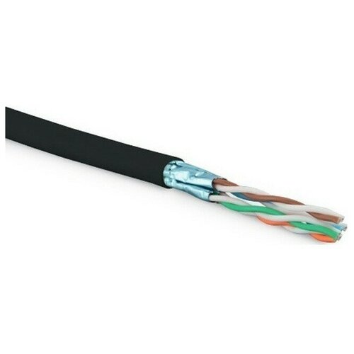 Бухта Hyperline 500м (UFTP4-C6-S23-OUT-LSZH-BK-500) кабель ftp 4 c5e solid gy 305 витая пара экран ftp f utp кат 5e 4х2х0 5 24 awg ож solid экран фольга pvc 305м hyperline 42052 упак 305 м