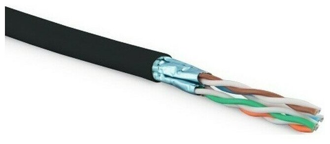 Кабель UFTP4-C6-SOLID-OUTDOOR-LSZH-BK-500 витая пара экран. FTP (F/UTP) кат. 6; 4 пары (23 AWG) ож (solid) для внешн. прокладки LSZH (500м) черн. Hyperline 227934