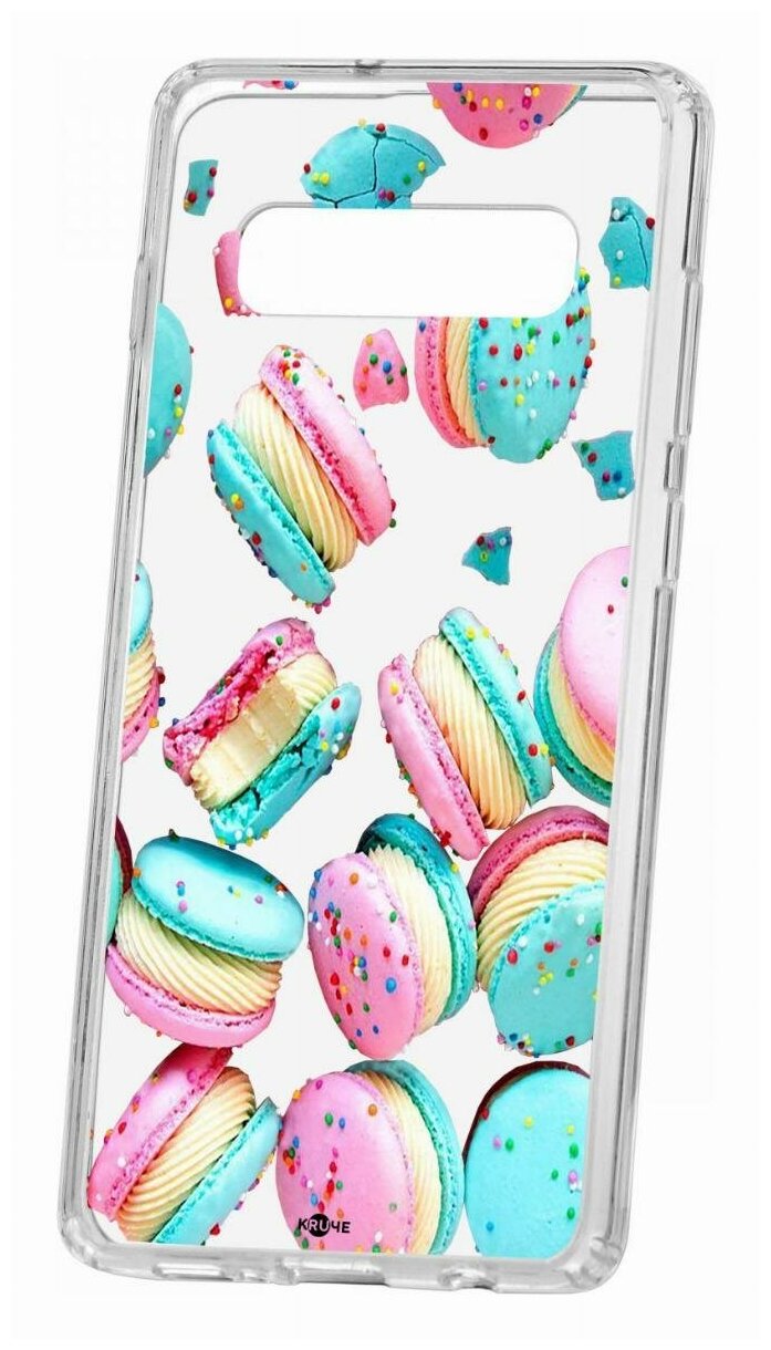 Чехол для Samsung Galaxy S10 Plus Kruche Print Макарон, пластиковая накладка, силиконовый бампер с защитой камеры, защитный прозрачный кейс с рисунком