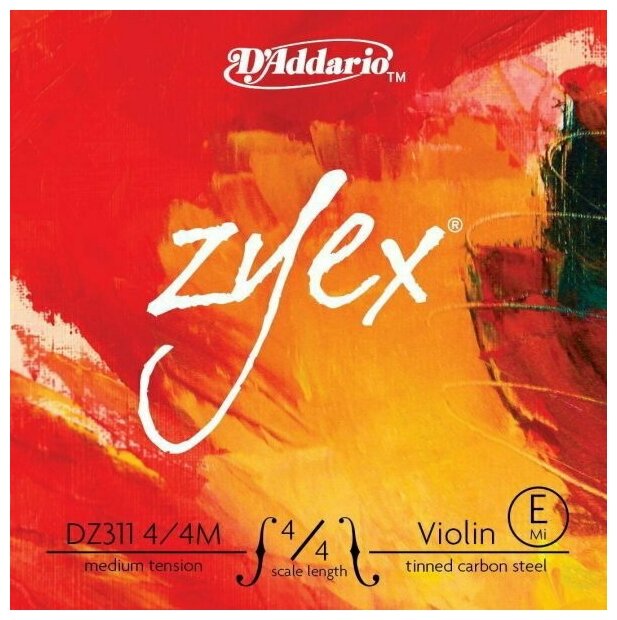 Струна E (МИ) для скрипки 4/4 D'Addario DZ311 4/4M Zyex одиночная