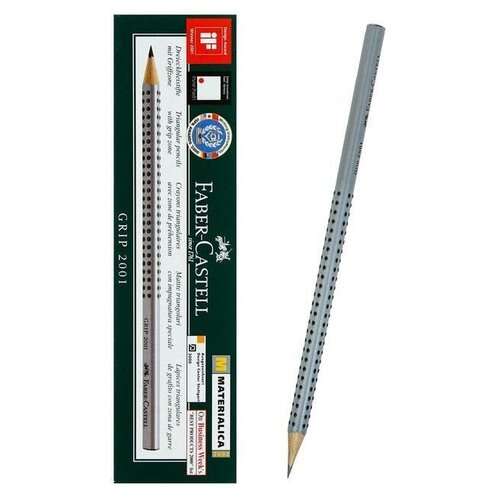 Карандаш чёрнографитный Faber-Castell Grip 2001 B профессиональный, трёхгранный корпус, массажные шашечки