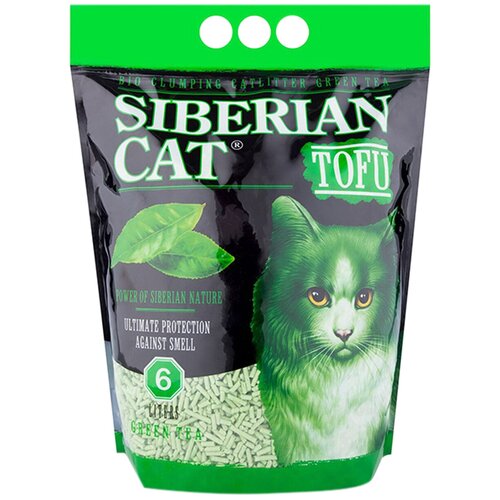 Сибирская кошка тофу наполнитель комкующийся для туалета кошек с ароматом зеленого чая (6 л х 4 шт)