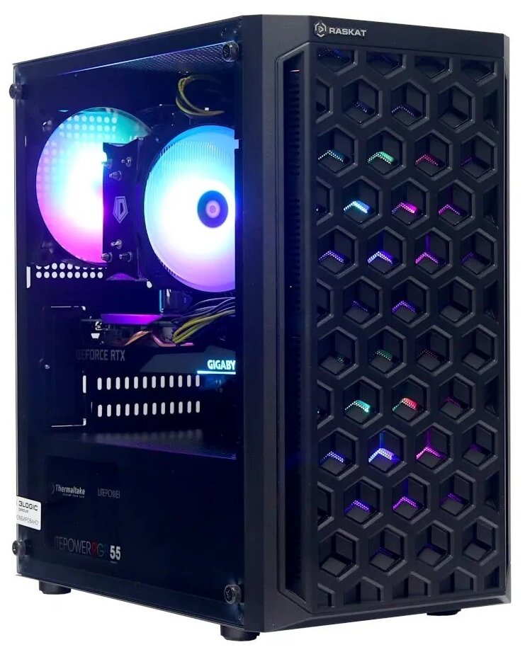 Игровой компьютер Raskat Strike 320 Intel Core i3-12100F, 16 ГБ RAM, 1 ТБ SSD, NVIDIA GeForce RTX 3050, Windows 10 Pro, Powercase Mistral Micro T3B Tempered Glass, черный