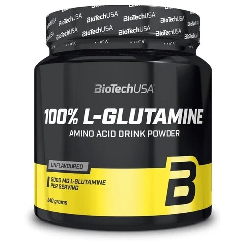 Аминокислота BioTechUSA 100% L-Glutamine, без вкуса, 240 гр. biotechusa валик для штанги biotechusa