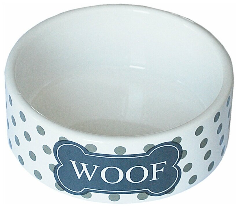 Миска керамическая бело-черная "Woof", 12,5*5 см, 1*48шт 0,27кг - фотография № 1