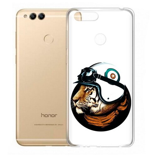 Чехол задняя-панель-накладка-бампер MyPads Тигр в шлеме для Huawei Honor 7X противоударный