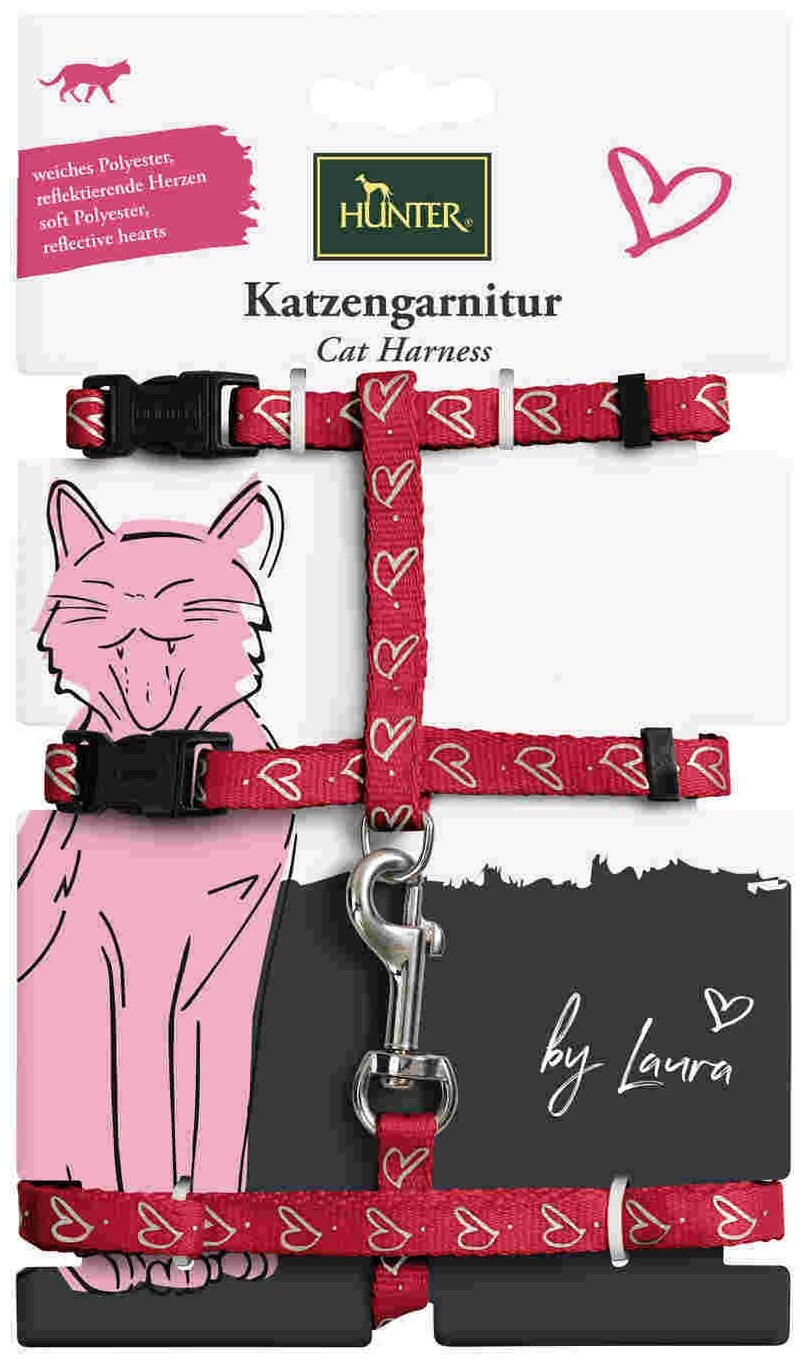Hunter шлейка для кошек by Laura нейлон красная . - фотография № 1