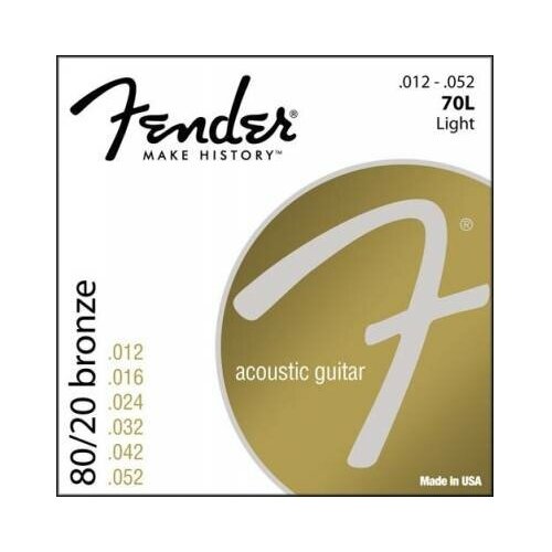 Струны для акустической гитары, бронза FENDER STRINGS NEW ACOUSTIC 70L 80/20 BRNZ BALL END 12-52