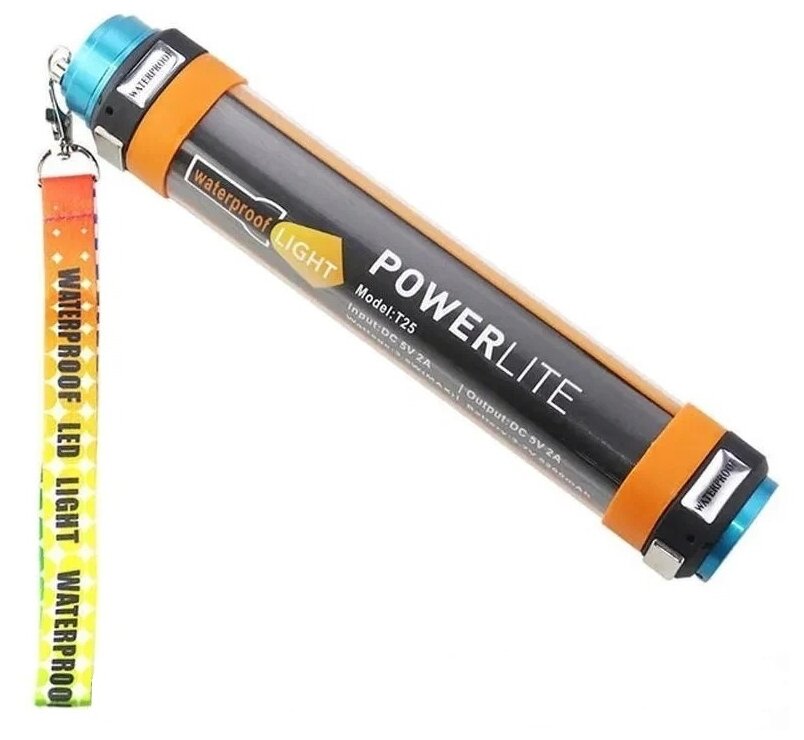 фото Водонепроницаемый фонарь-лампа PowerLite (25 см), арт. Т25. PowerBank + Противомоскитный свет + Сигнальный свет
