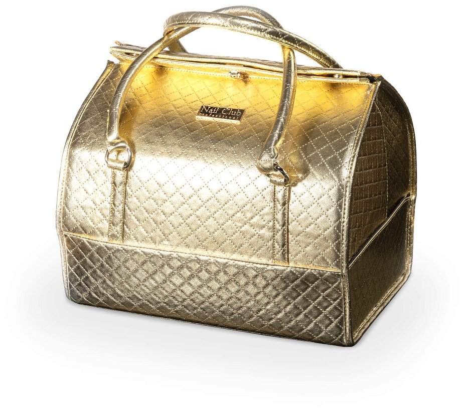 Nail Club professional Саквояж-чемодан для мастера маникюра золотой с металлическим логотипом Nail Club.