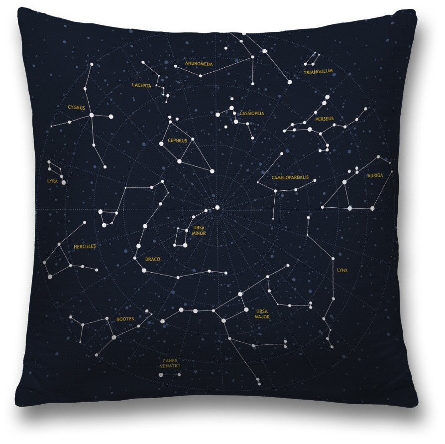 Наволочка декоративная на молнии, чехол на подушку JoyArty "Астрологическая карта" 45х45 см