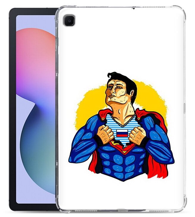 Чехол задняя-панель-накладка-бампер MyPads русский супермен для Samsung Galaxy Tab S6 Lite 10.4 SM-P610/P615 противоударный