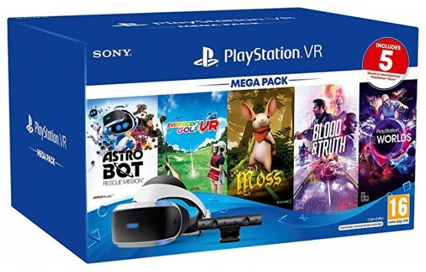 Аксессуар: PS4 Шлем виртуальной реальности PlayStation VR Mega Pack2 + камера + 5 игр (CUH-ZVR2)