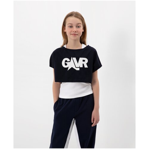 фото Комплект из укороченной футболки оверсайз и майки gulliver, цвет разноцветный, размер 158