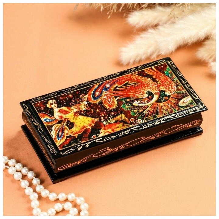 фото Шкатулка - купюрница «Жар-Птица», 8,5×17 см, лаковая миниатюра 2431082