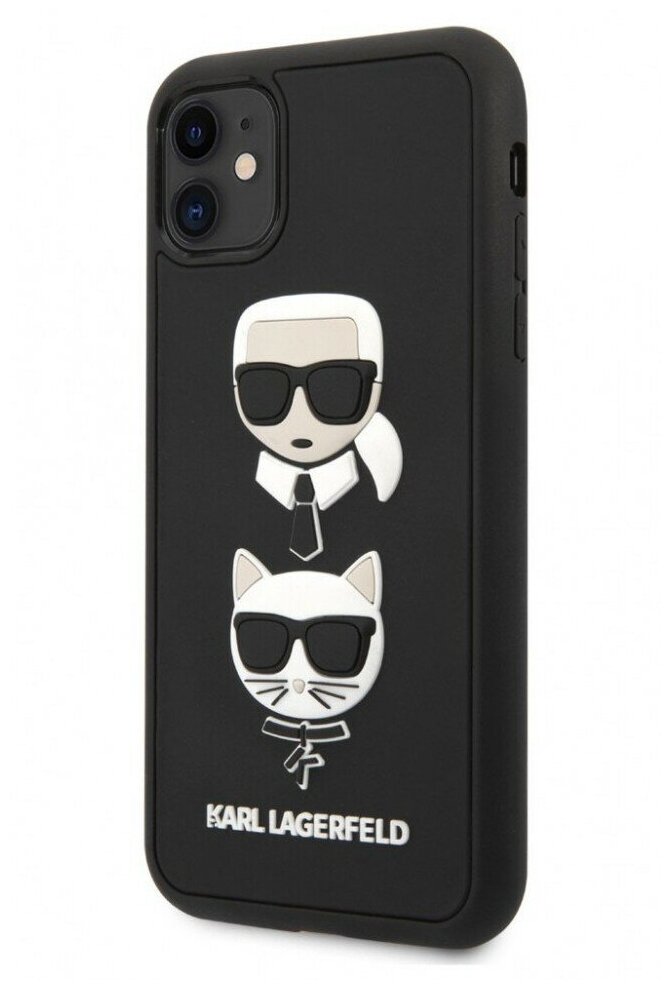 Lagerfeld для iPhone 11 чехол 3D Rubber Karl and Choupette Hard Black