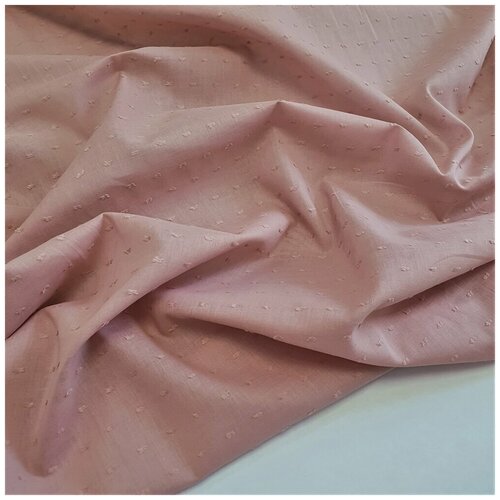 Ткань хлопок батист с мушками, цвет пыльно-розовый, 100*140см