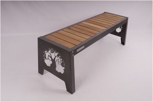 Изображение товара Скамейка FEROOM GROUP, черно-серая, металл, дерево, разборная