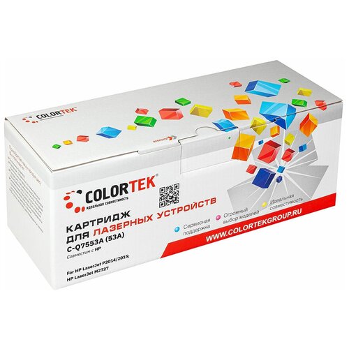 Картридж Colortek HP Q7553A картридж лазерный colortek ct ce260a 647a черный для принтеров hp
