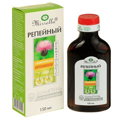 Купить Mirrolla шампунь Репейный с комплексом витаминов для укрепления волос, 150 мл, Мирролла ООО