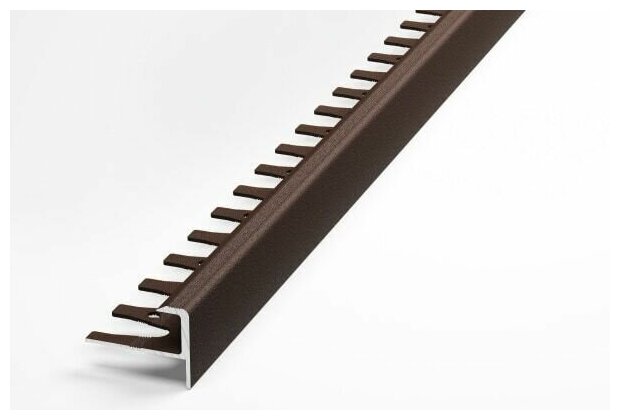 Профиль F-образный алюминиевый для плитки до 10мм (с просечкой для гибки), лука ПУ 13-1.2700.03, длина 2,7м, 03 - Шоколад