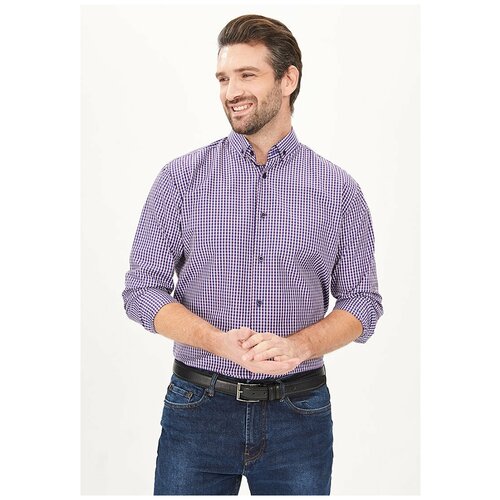 фото Рубашка мужская длинный рукав greg 265/139/1672/z/b/1p_gb, полуприталенный силуэт / regular fit, цвет синий, рост 174-184, размер ворота 39