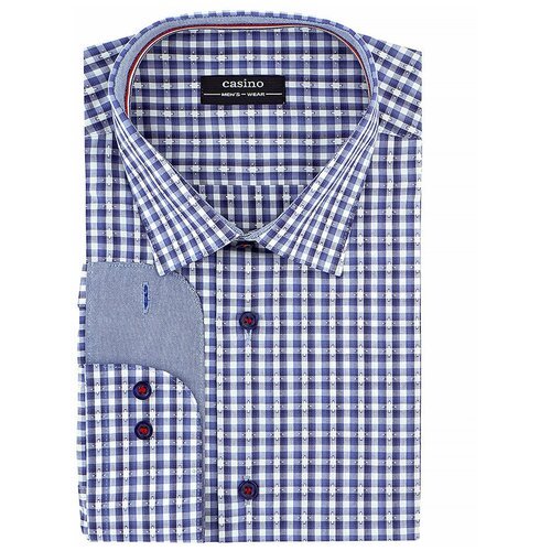 фото Рубашка мужская длинный рукав casino c225/151/3927/z/1p, полуприталенный силуэт / regular fit, цвет голубой, рост 174-184, размер ворота 39