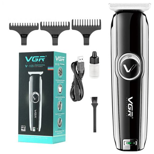 Триммер для бороды и усов VGR Professional V-168, черный триммер для бороды и усов vgr professional v 168 черный