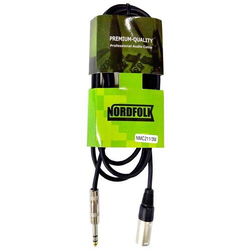 NordFolk NMC211/3M кабель XLR male - 6.3 мм jack stereo, металл разъёмы, 3м.