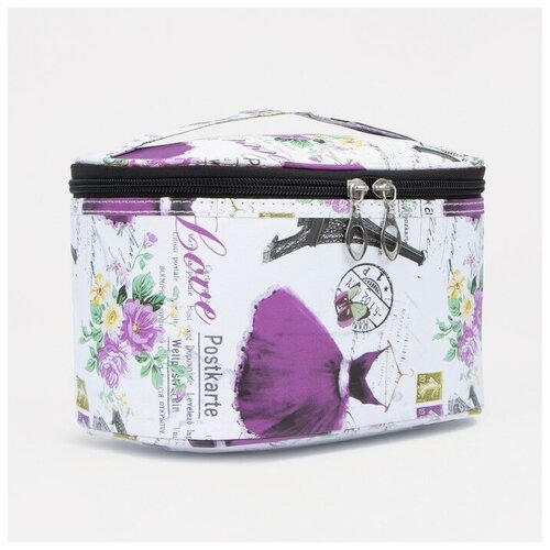 фото Косметичка на молнии, цвет белый/сиреневый нет бренда