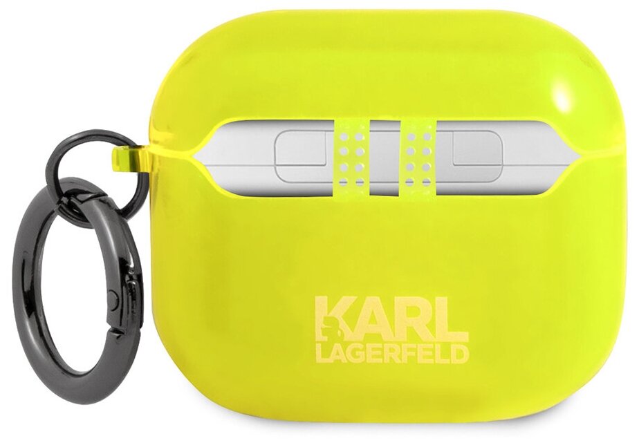 Lagerfeld для Airpods 3 чехол TPU FLUO with ring Choupette Transp Yellow