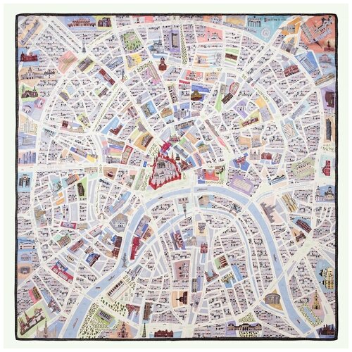 фото Платок gourji "москва", шёлк, 120x120 см