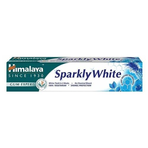 Зубная паста Спаркли Вайт Хималая Хербалс (Sparkly White Himalaya Herbals ) отбеливающая, противовоспалительная, для укрепления десен, 75 мл himalaya herbals освежающая пенка для умывания блеск контроль 150 мл himalaya herbals