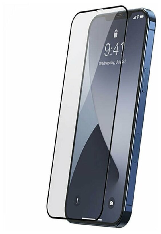 Защитное противоударное стекло для iPhone 12 / iPhone 12 Pro / Стекло на Айфон 12 / Айфон 12 Про закруглённые края / полное покрытие / черная рамка