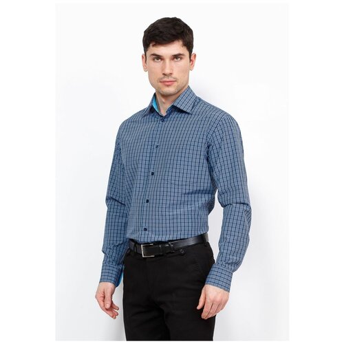 фото Рубашка мужская длинный рукав casino c225/1/101/z/1, полуприталенный силуэт / regular fit, цвет синий, рост 174-184, размер ворота 40