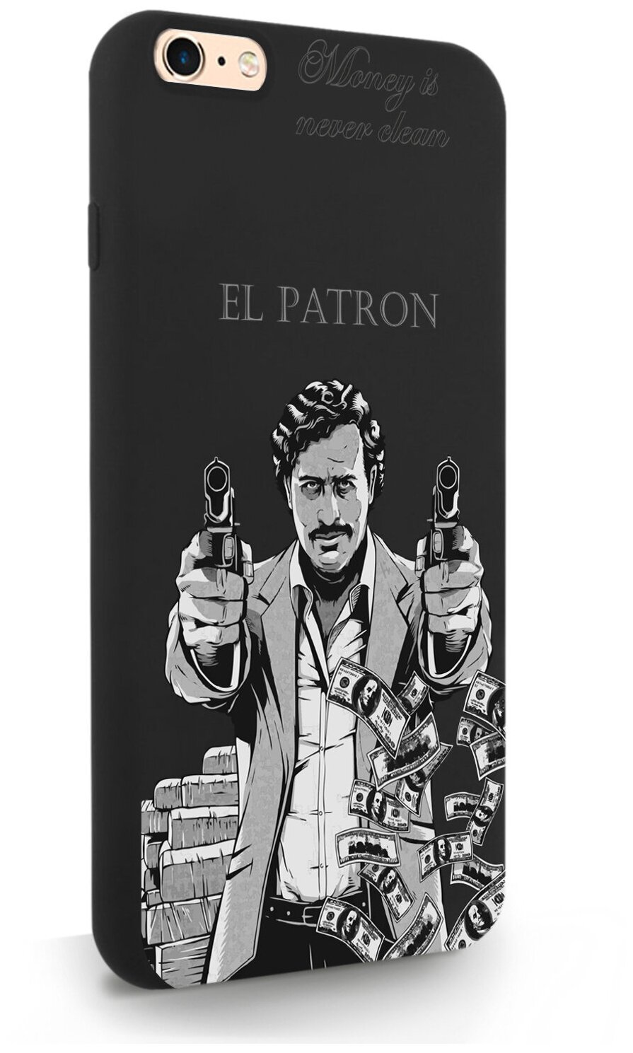 Черный силиконовый чехол MustHaveCase для iPhone 6/6s Plus El Patron Pablo Escobar Пабло Эскобар для Айфон 6/6с Плюс