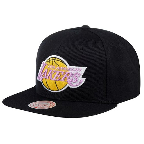 Бейсболка с прямым козырьком MITCHELL NESS HHSS2976-LALYYPPPBLCK Los Angeles Lakers NBA, размер ONE