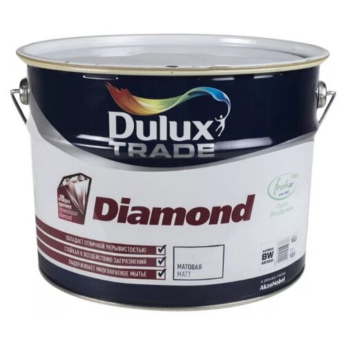Краска водно-дисперсионная Dulux Trade Diamond Matt матовая белый 9 л 14 кг краска водно дисперсионная dulux diamond matt влагостойкая моющаяся матовая белый 4 5 л