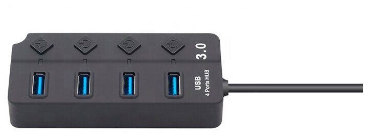 Концентратор-USB (разветвитель, хаб) GSMIN UB-07 на 4 порта USB 3.0 (Черный)