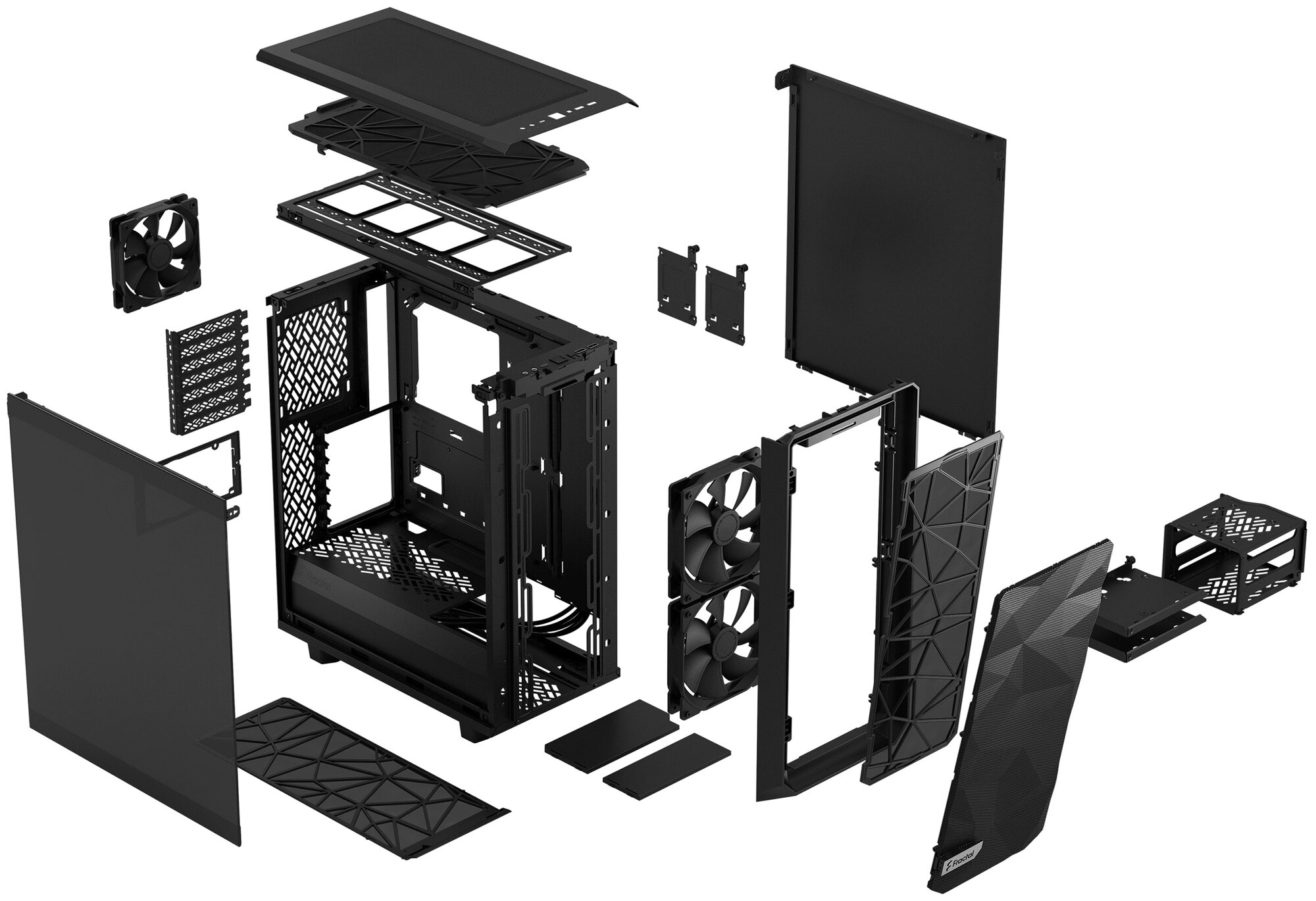 Корпус ATX Fractal Design FD-C-MES2C-02 черный, без БП, стенка из закаленного стекла, USB Type-C, 2*USB 3.0, audio - фото №12