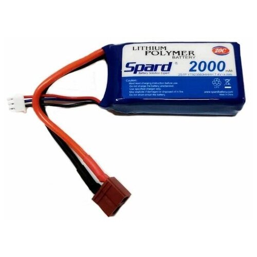 Аккумулятор Li-Po Spard 2000mAh, 7,4V, 20C, T-plug для Remo Hobby 1|16, Himoto 1|18 - YT923560HHHH