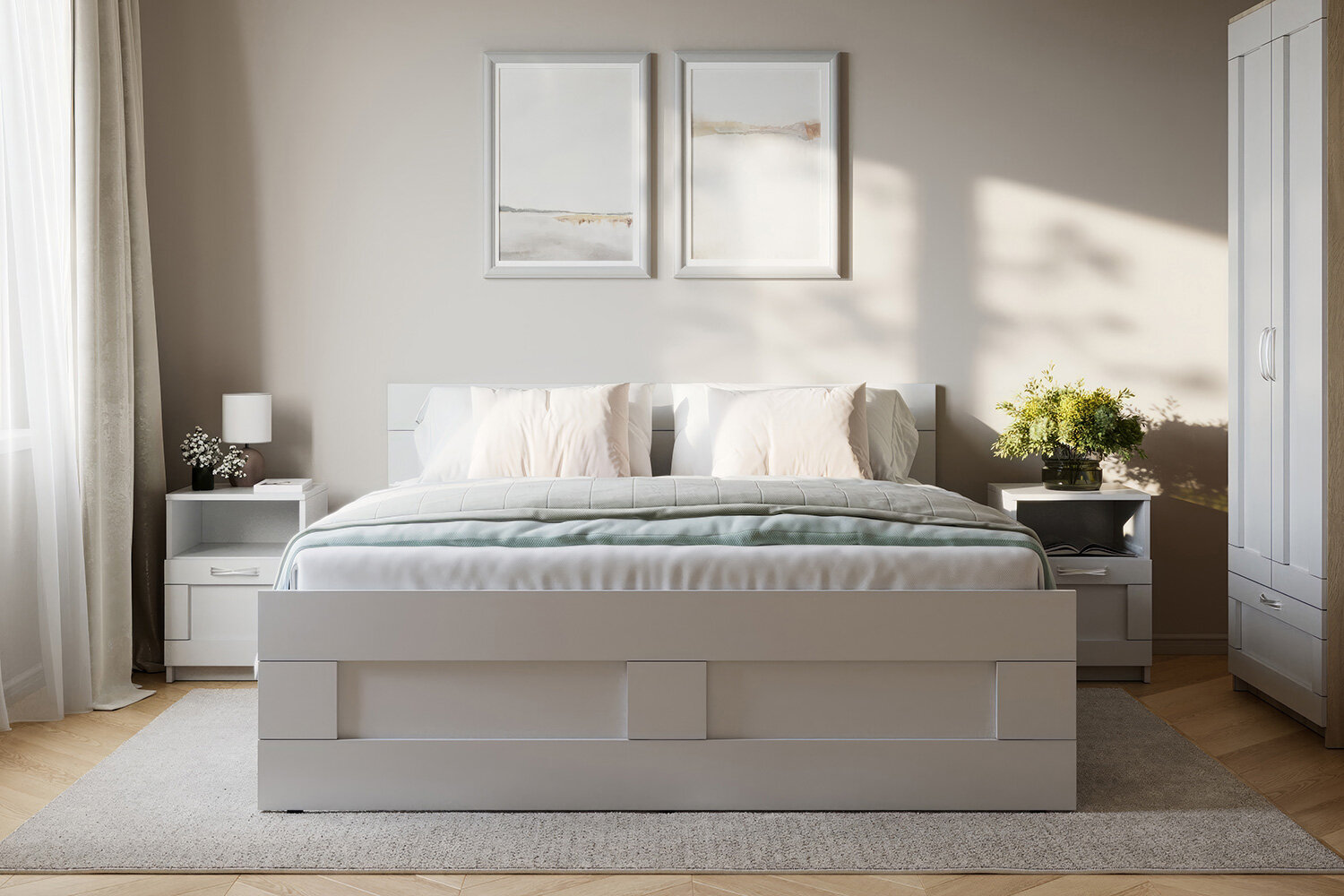 Кровать без подъёмного механизма Hoff Сириус, 140х200 см, цвет белый